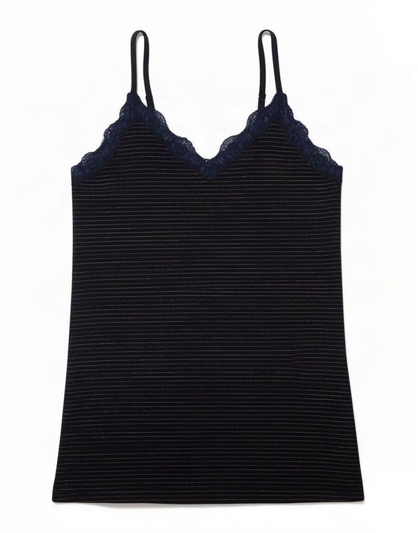 Fat Face Womens Cami Top UK 10 Small Navy Blue Pinstripe Viscose