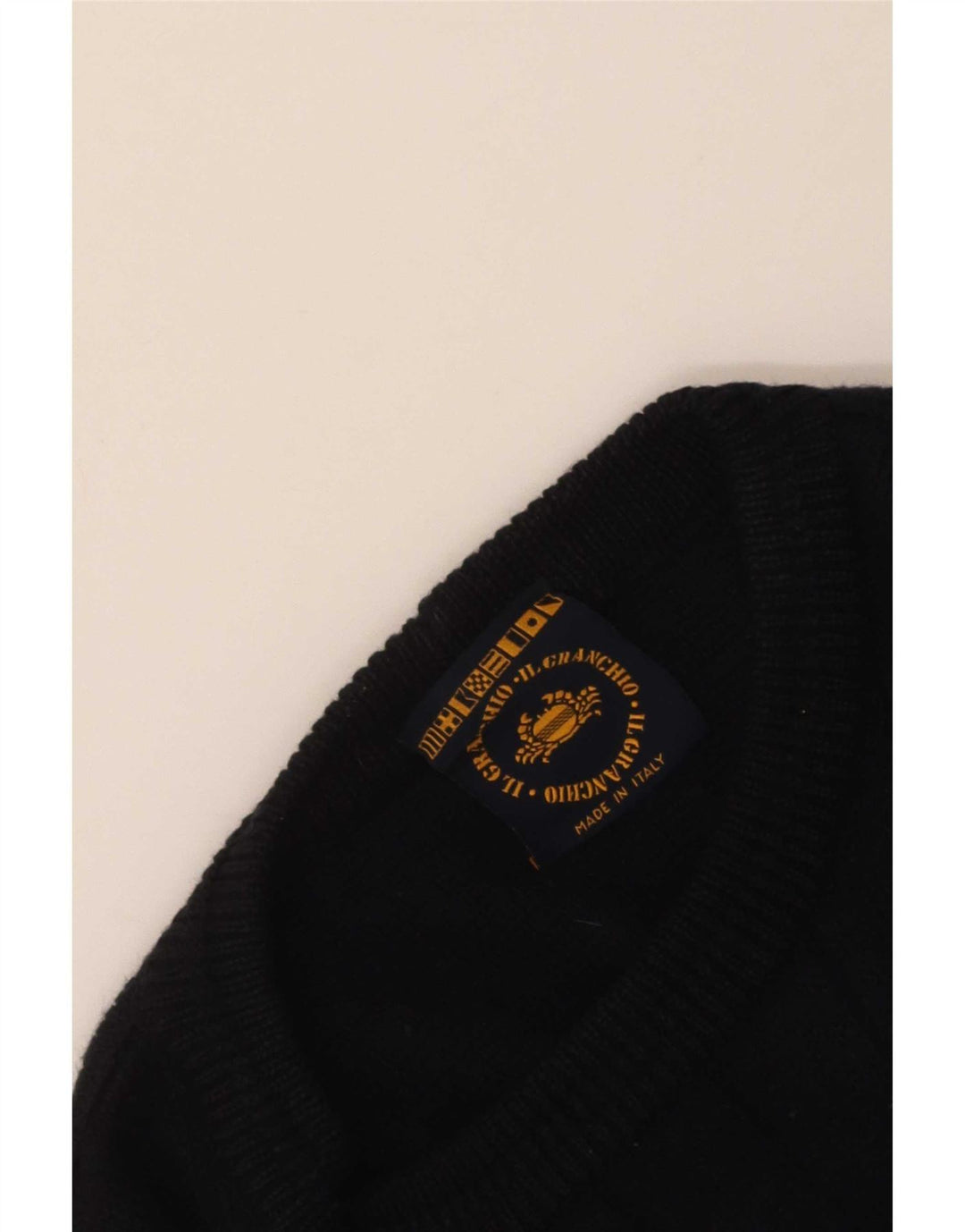 Il Granchio Herre Crew Neck Jumper Sweater Large Navy Blue Argyle/Diamond