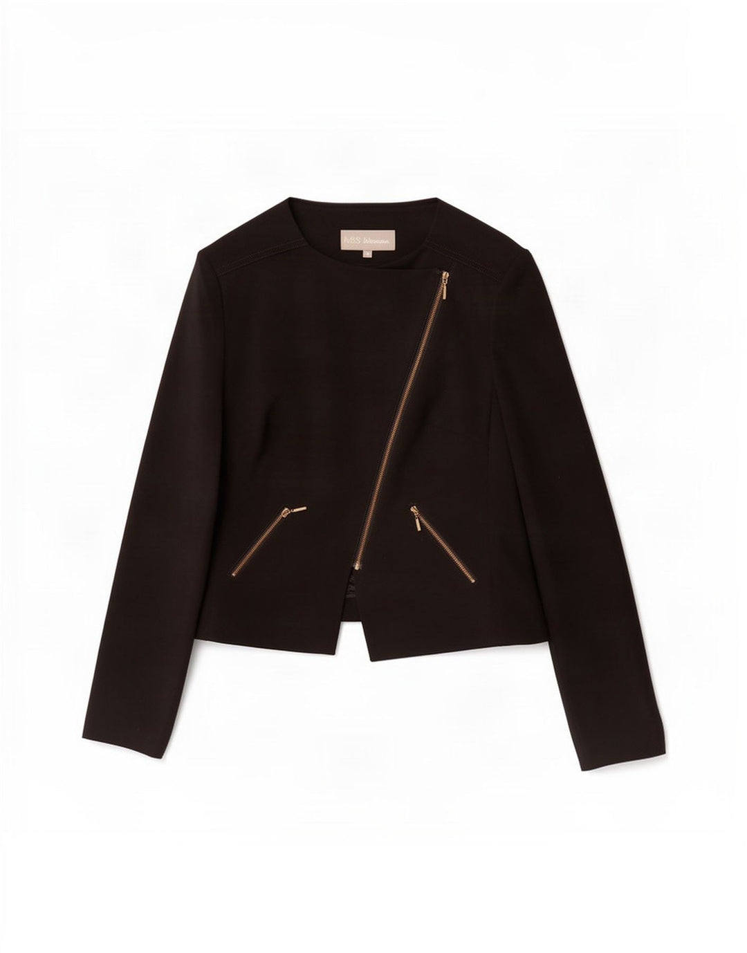Marks & Spencer Dame Blazer Jakke med fuld lynlås UK 14 Medium Sort Polyester