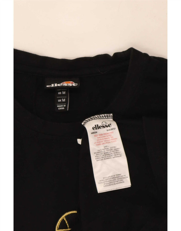 Ellesse Herre Grafisk T-Shirt Top Medium Sort Colourblock