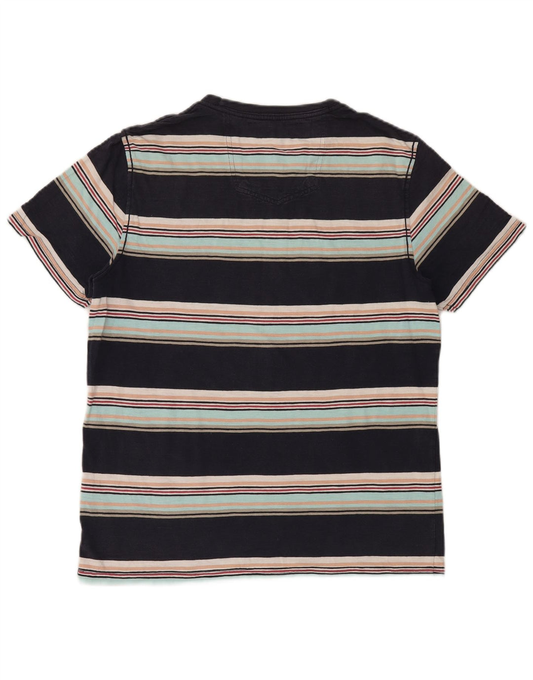 FAT FACE Herre T-Shirt Top Medium Sort Stribet Bomuld