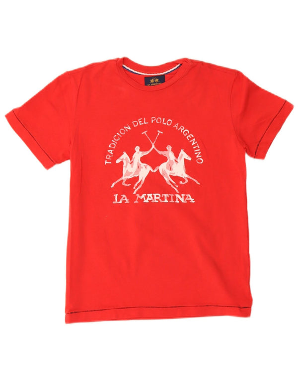La Martina Boys Grafisk T-Shirt Top 9-10 År Rød