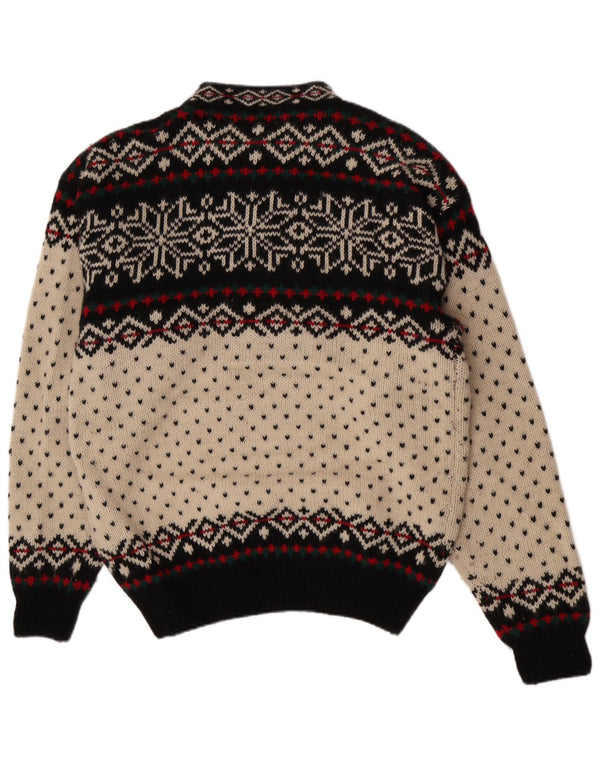 Sportique Dame Turtle Neck Jumper Sweater 2XL Off White Fair Isle Wool