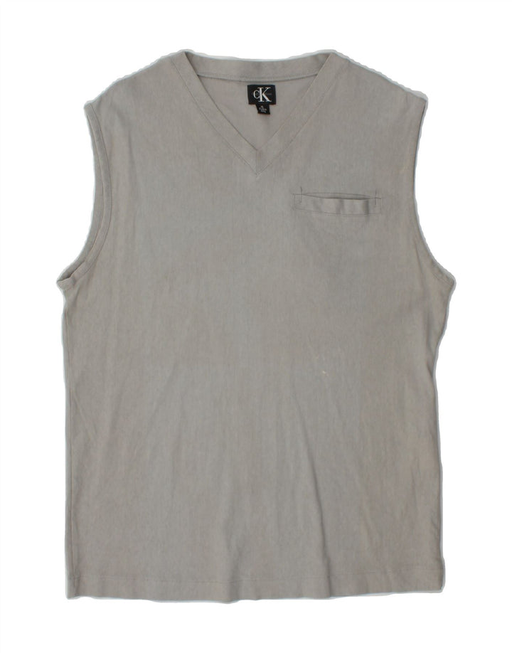CALVIN KLEIN Womens Vest Top UK 18 XL Grey Cotton Vintage Calvin Klein and Second-Hand Calvin Klein from Messina Hembry 