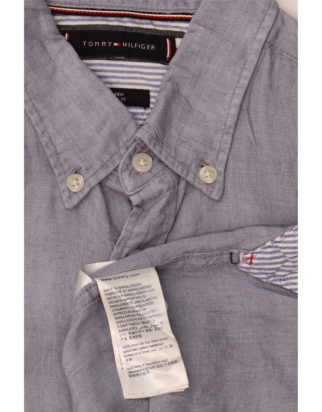 TOMMY HILFIGER Kortærmet herreskjorte med normal pasform Medium blå hør