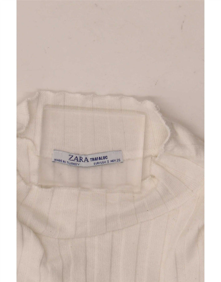 Zara Dame Trafaluc Crop Top Langærmet UK 8 Small White