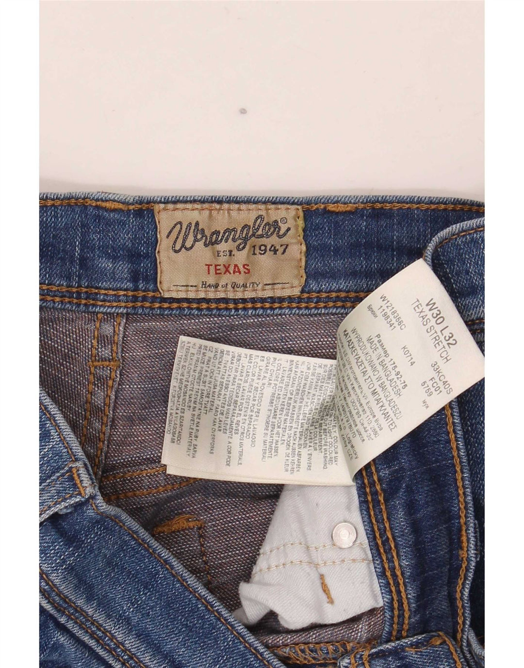Wrangler Herre Texas Stretch Straight Jeans W30 L32 Blå Bomuld