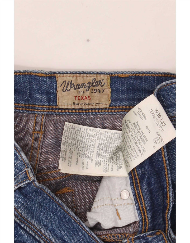 Wrangler Herre Texas Stretch Straight Jeans W30 L32 Blå Bomuld