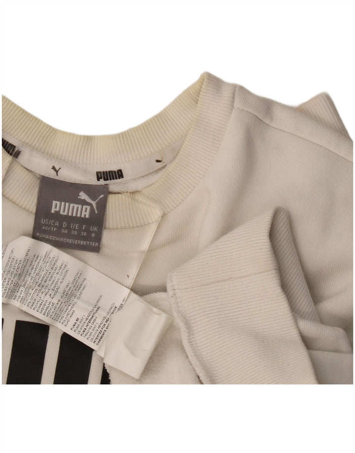 Puma Dame Grafisk Oversized Sweatshirt Jumper UK 8 Small White Bomuld