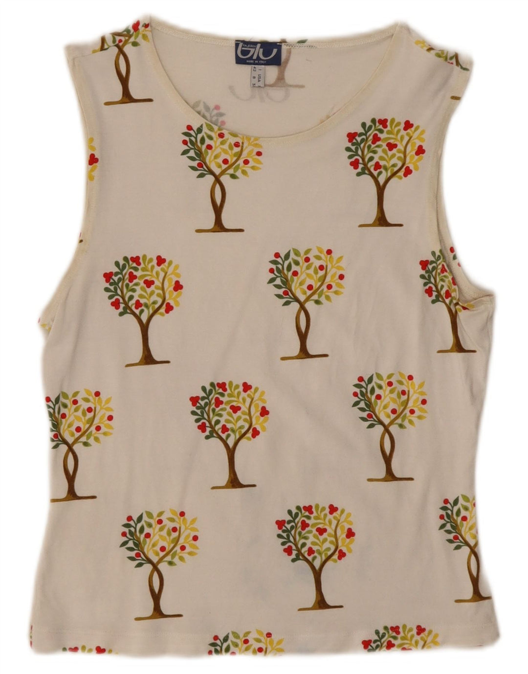 Byblos Womens Crop Grafisk Vest Top UK 12 Medium White Floral