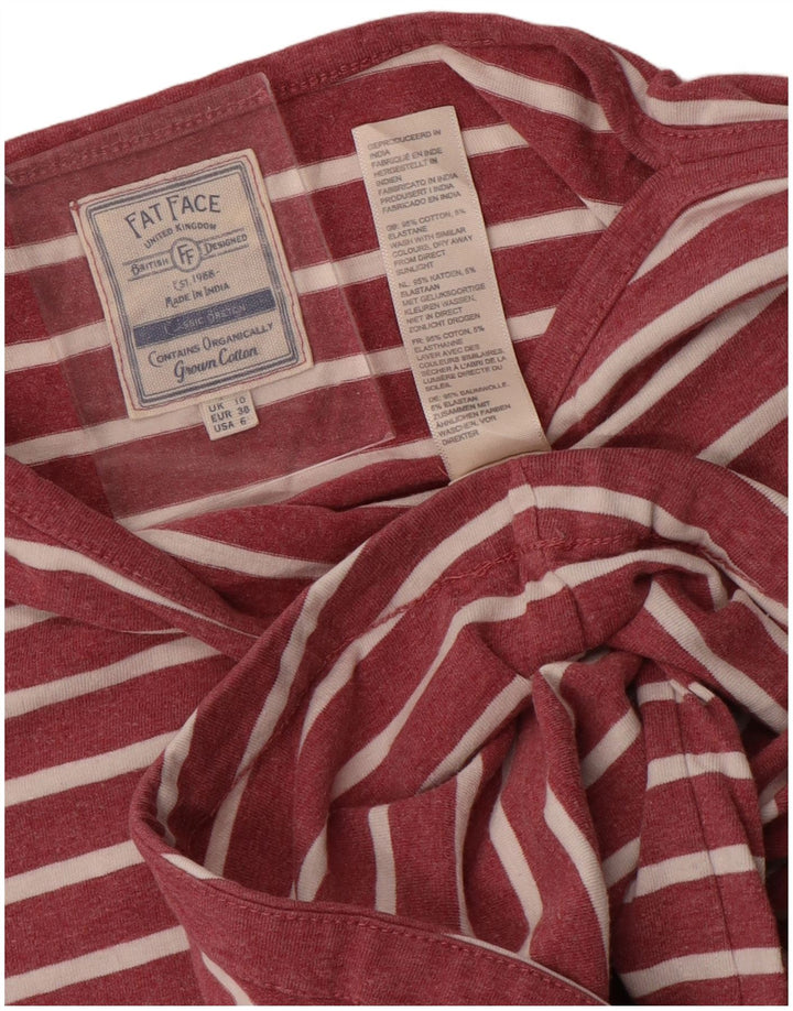 Fat Face Dame Top Langærmet UK 10 Lille Pink Stribet