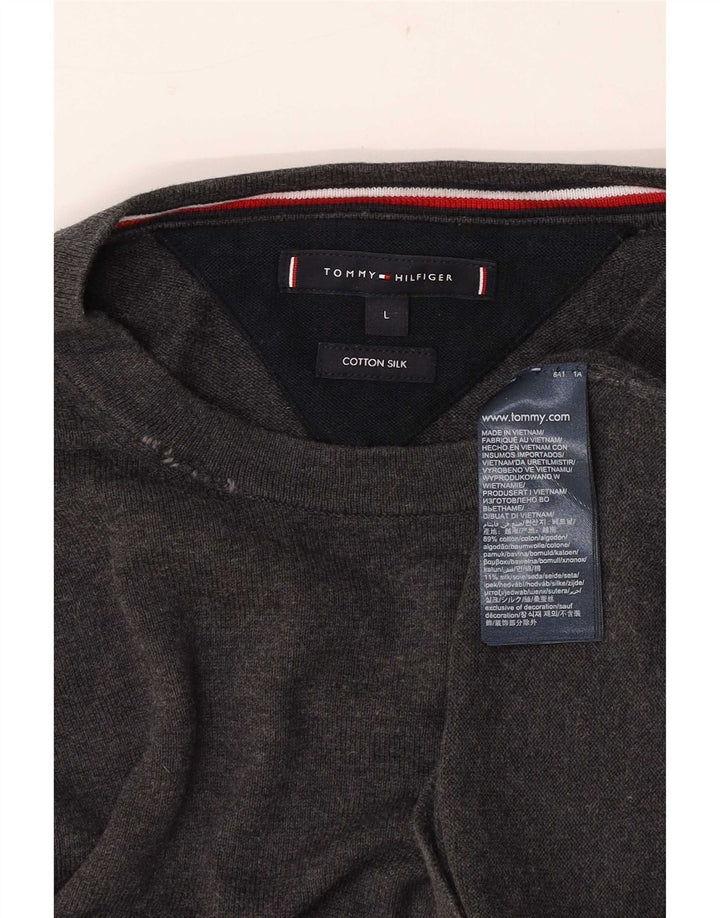 Tommy Hilfiger Herre Crew Neck Jumper Sweater Stor Grå Bomuld