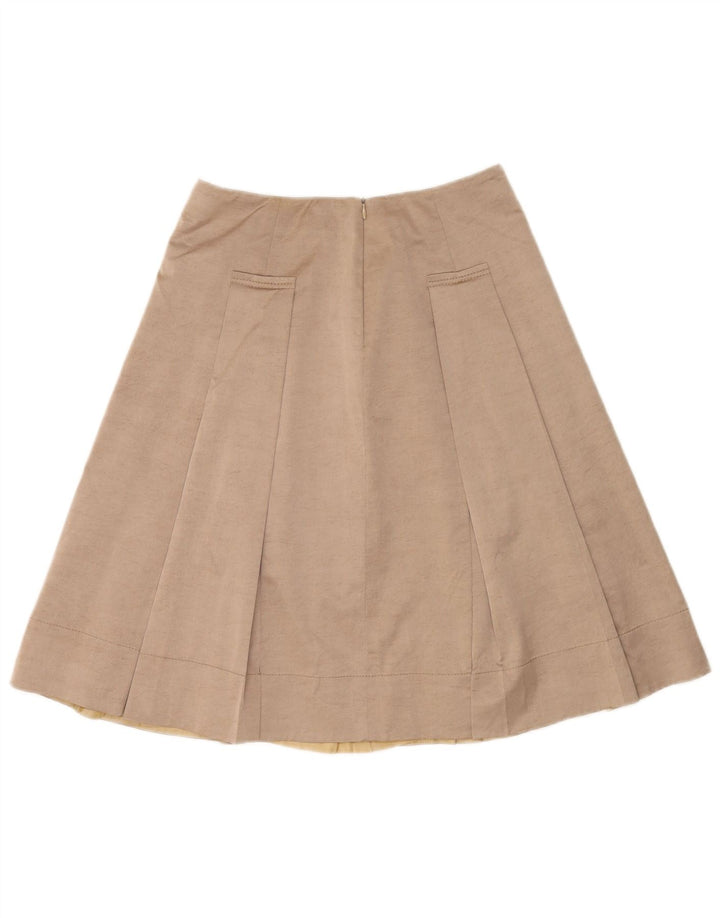 Paul & Shark Dame Stretch Plisseret Nederdel IT 42 Medium W28 Brun Bomuld