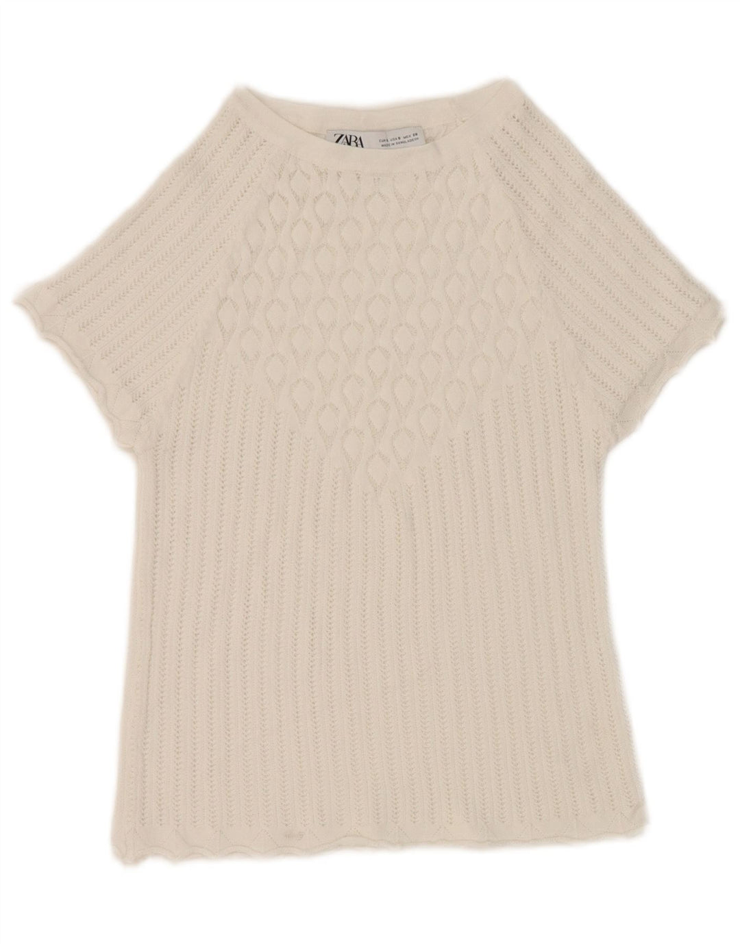 Zara Womens Crop Bluse Top UK 8 Small White