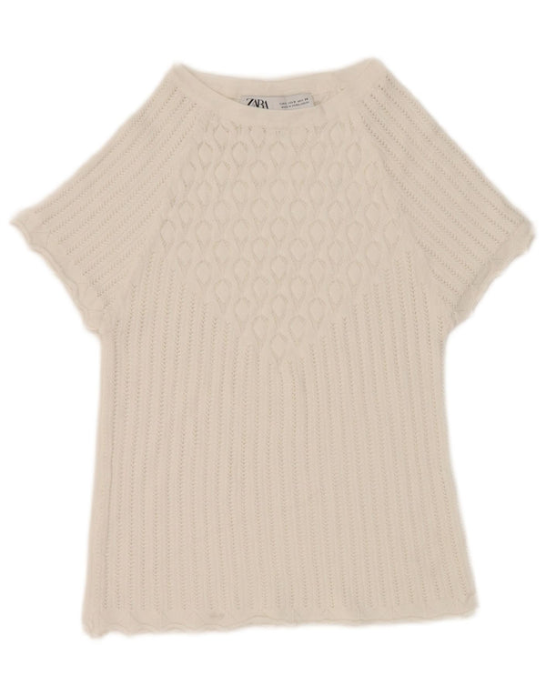 Zara Womens Crop Bluse Top UK 8 Small White