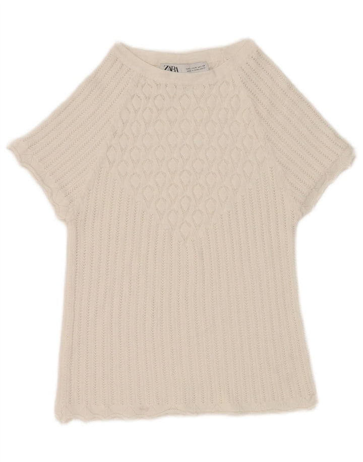 Zara Womens Crop Bluse Top UK 8 Small White