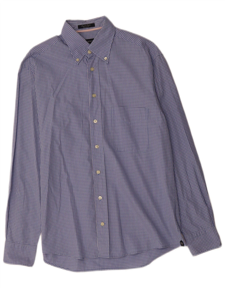GANT Mens Shirt Medium Blue Check Cotton
