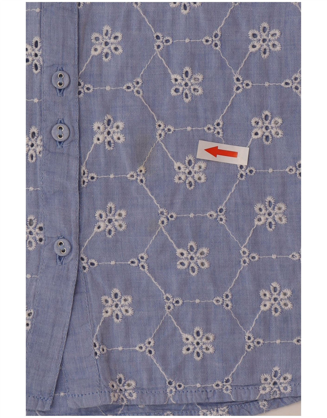 White Stuff Kortærmet skjorte til kvinder UK 12 Medium Blue Floral Cotton