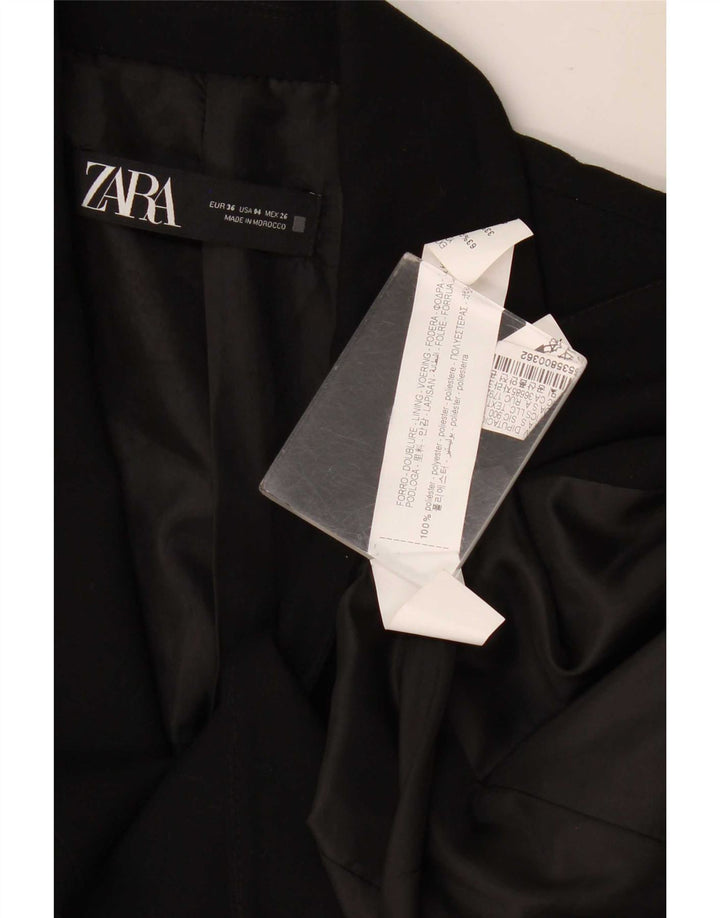 Zara Dame 1 Knap Blazer Jakke EU 36 XS Sort Polyester