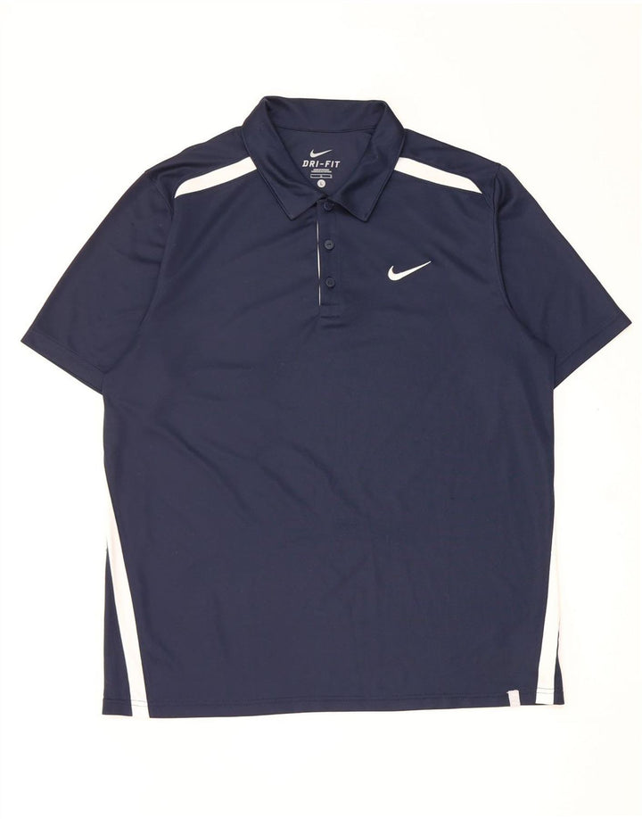 Nike Dri Fit poloshirt til mænd, stor marineblå colourblock polyester