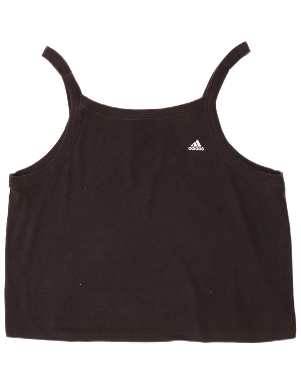 Adidas Dame Crop Cami Top UK 28/30 3XL Sort Bomuld
