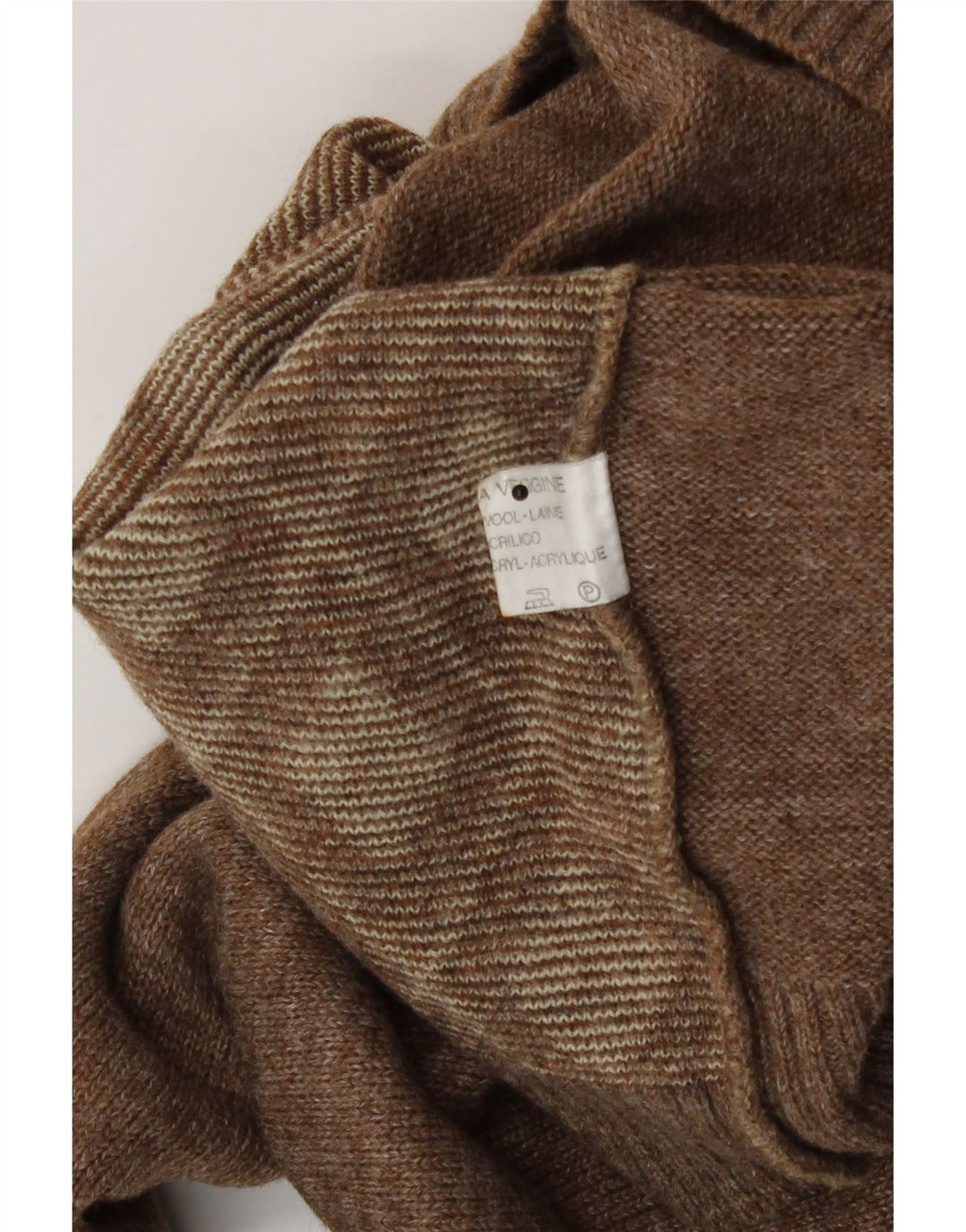 Vintage Dame Turtle Neck Jumper Sweater UK 16 Large Brown Argyle/Diamond