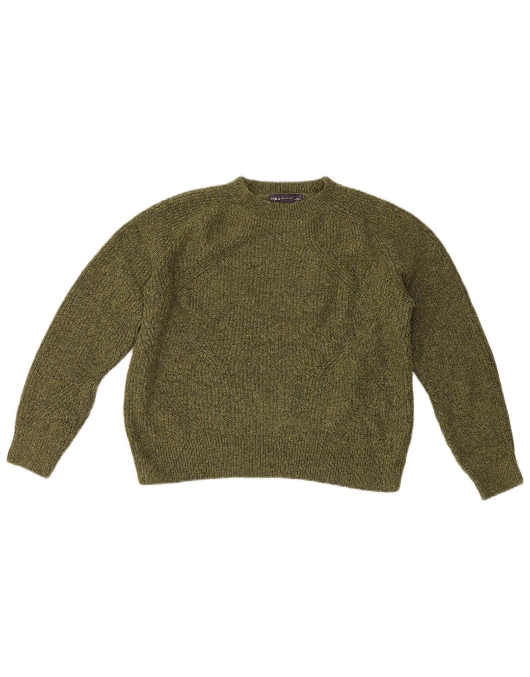 Marks & Spencer Dame sweater med rund hals DK 14 Medium Grøn Flecked