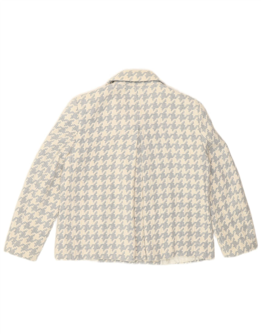 Zara Dame Loose Fit Blazer Jacket UK 10 Small White Houndstooth Bomuld