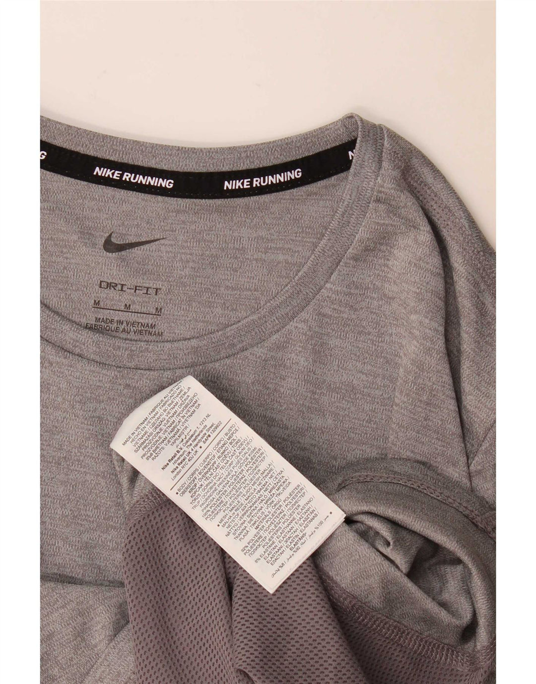 Nike Dame Dri Fit T-Shirt Top UK 14 Medium Grey Colourblock Polyester
