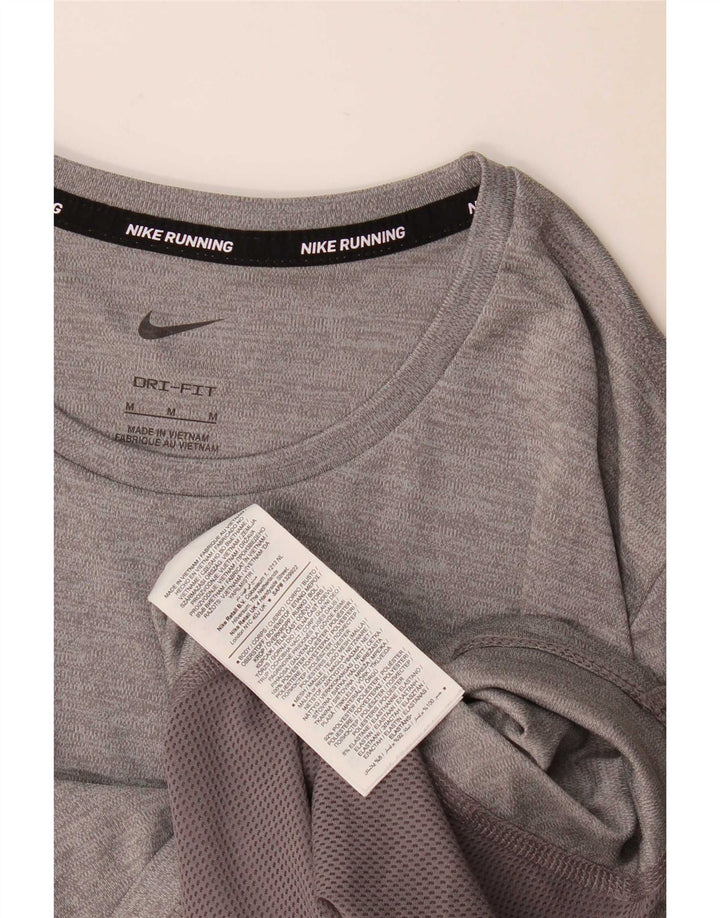Nike Dame Dri Fit T-Shirt Top UK 14 Medium Grey Colourblock Polyester