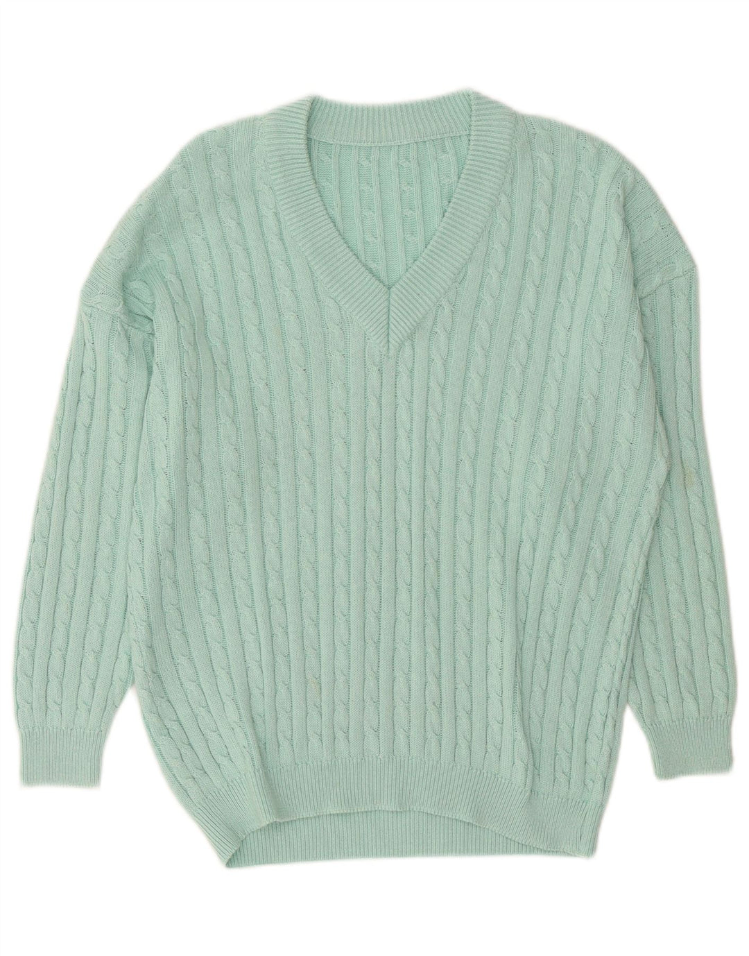 Vintage herre V-hals sweater stor turkis