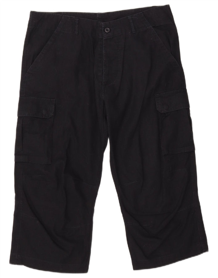 VINTAGE Straight Cargo Capri-bukser til mænd W34 L21 Marineblå