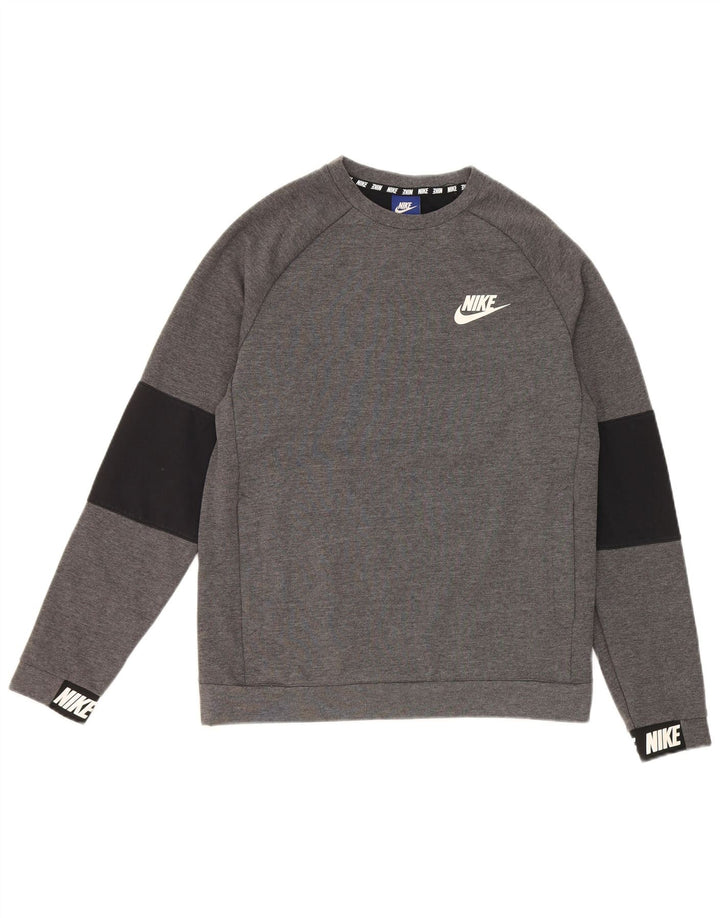 Nike grafisk sweatshirt til mænd, lille grå farveblok bomuld