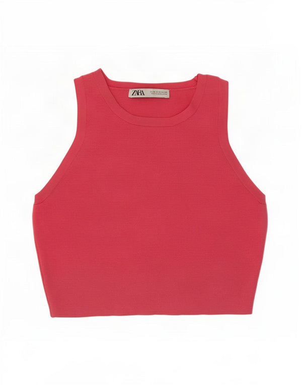 Zara Womens Crop Vest Top UK 12 Medium Pink