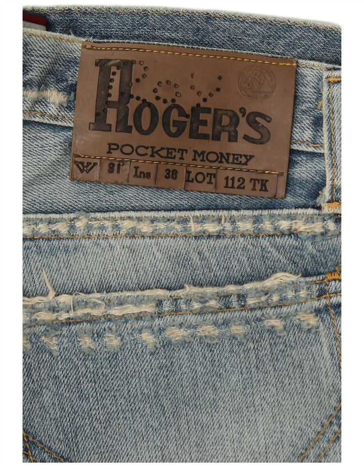 ROY ROGERS Herre Distressed Straight Jeans W31 L36 Blå Bomuld