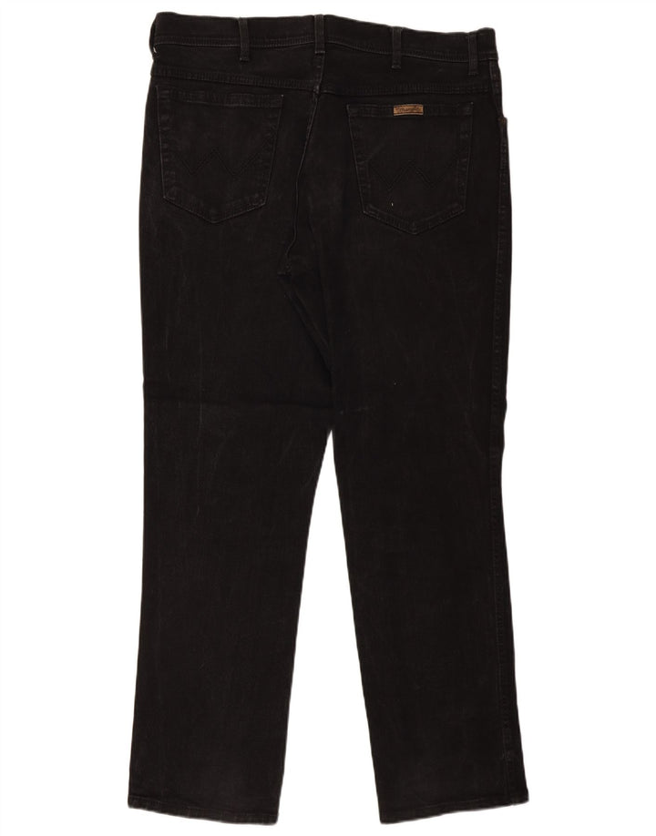 Wrangler Herre Regular Fit Straight Jeans W38 L32 Sort Bomuld