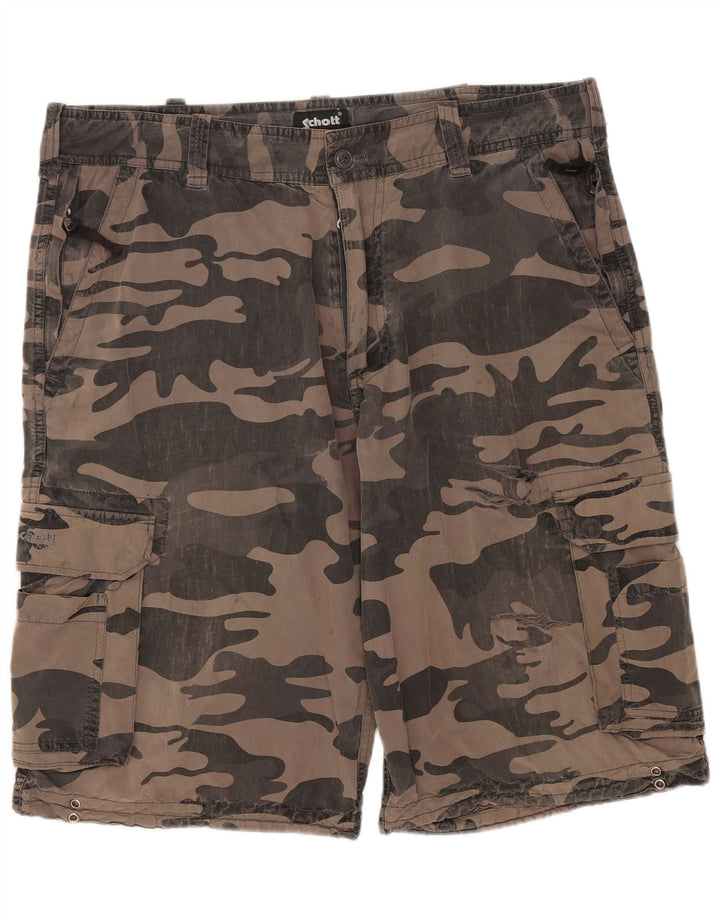 Schott Herre Cargo Shorts W34 Stor Brun Camouflage