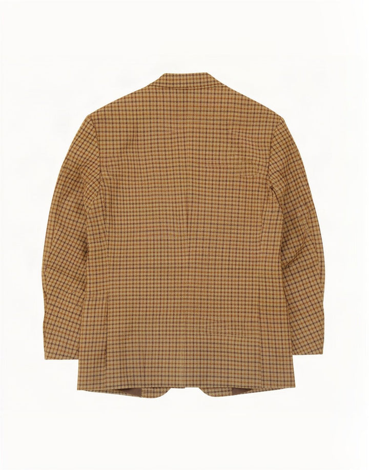 Vintage Herre 2-knaps blazerjakke IT 50 Large Beige Gingham New Wool