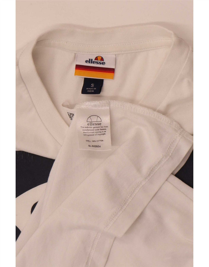 Ellesse Herre Grafisk T-Shirt Top Lille Hvid Bomuld