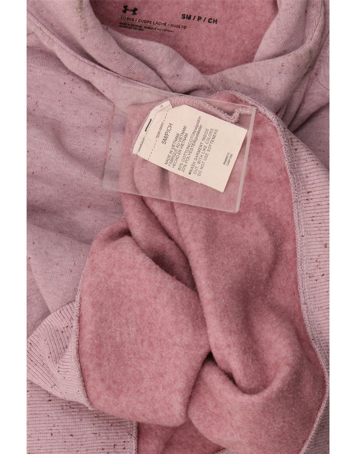 Under Armour Womens Crop Sweatshirt Jumper UK 10 Small Pink Flecked
