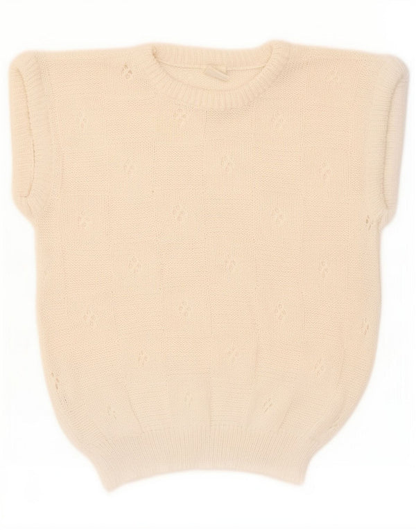 Creazioni Dame Vest Tank Top UK 14 Medium Off White Cotton