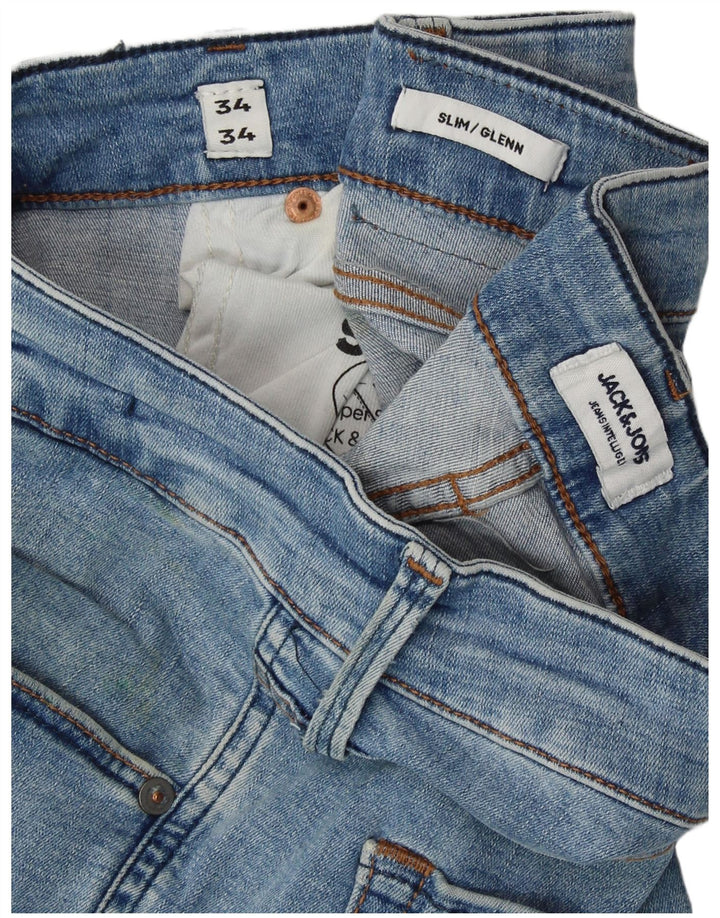 Jack & Jones Herre GLENN Slim Jeans W34 L34 Blå Bomuld