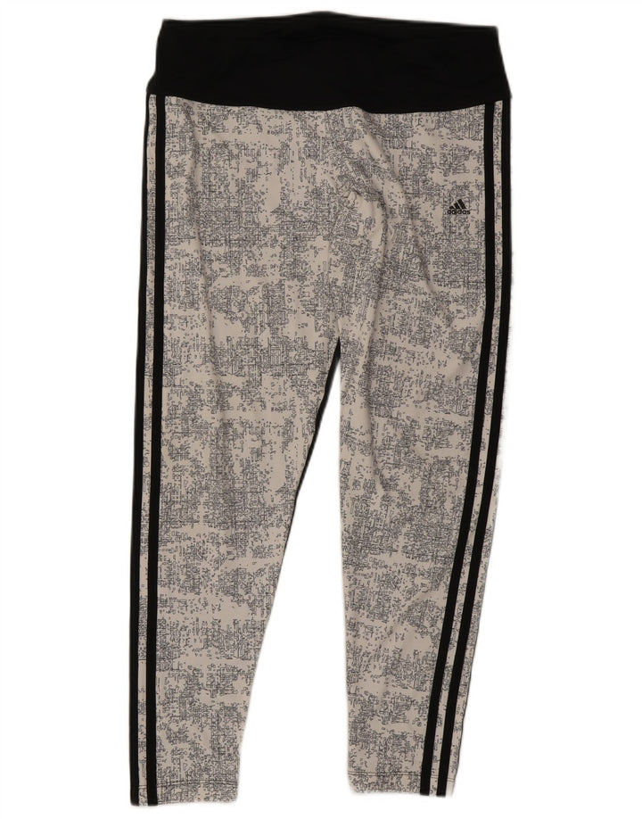 Adidas Womens Climalite Leggings UK 14 Large Black Colourblock Polyester