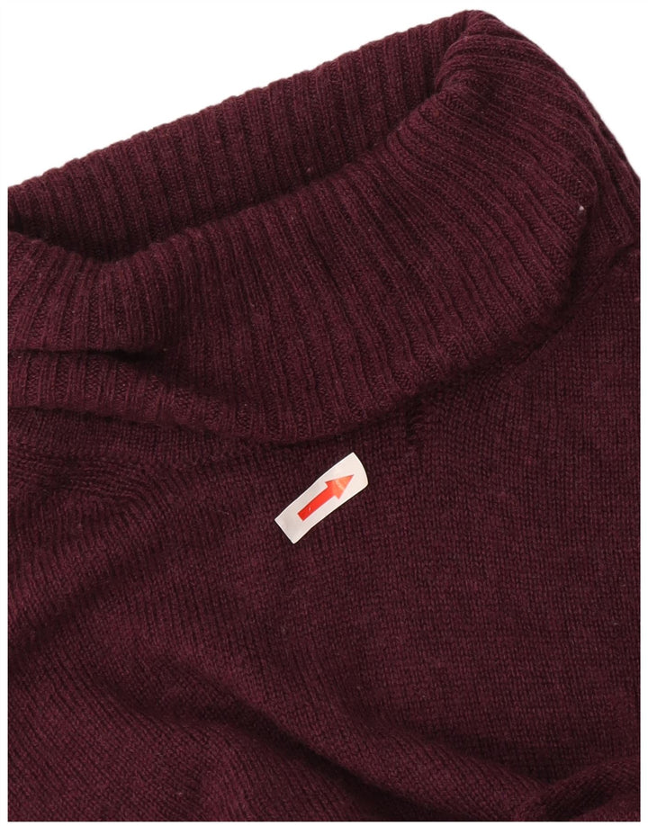 Marks & Spencer Dame Rullehals sweater UK 12 Medium Burgundy Wool