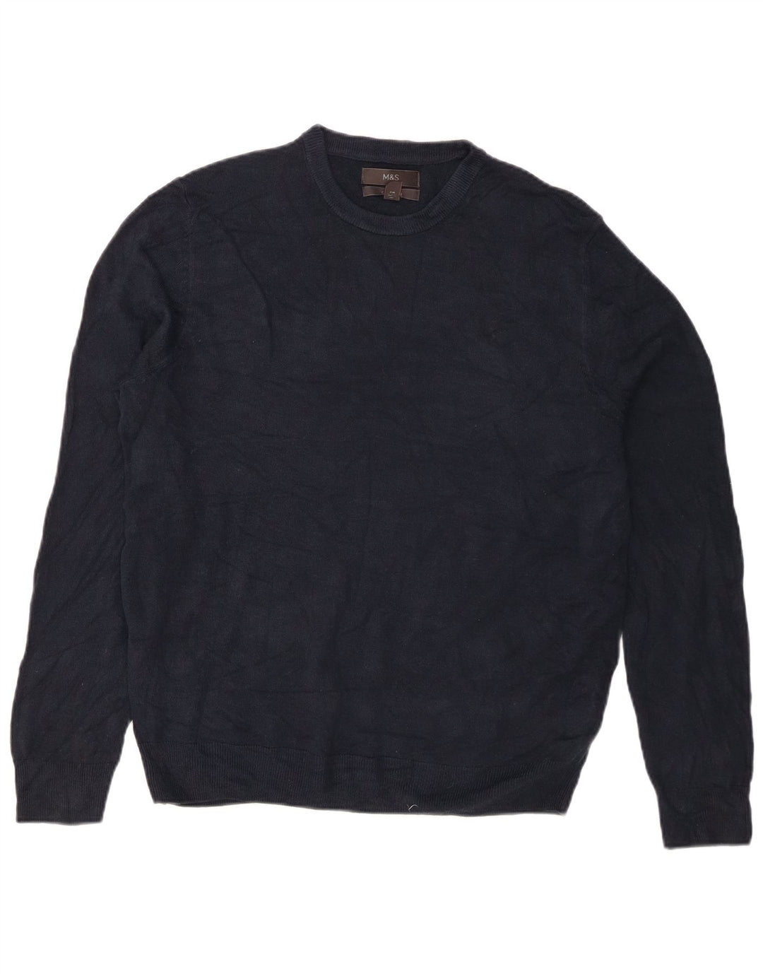 Marks & Spencer Herre sweater med rund hals, stor marineblå akryl