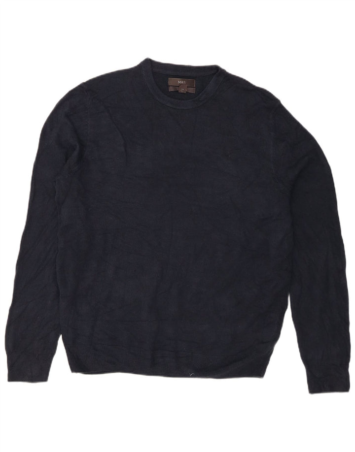 Marks & Spencer Herre sweater med rund hals, stor marineblå akryl