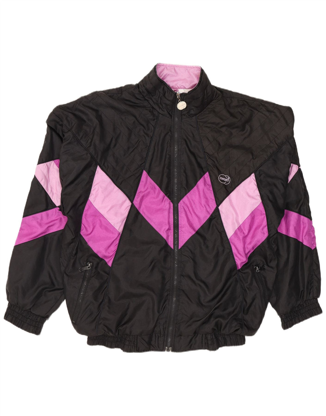 Vintage træningsdragt til mænd Topjakke Stor sort Colourblock Polyester