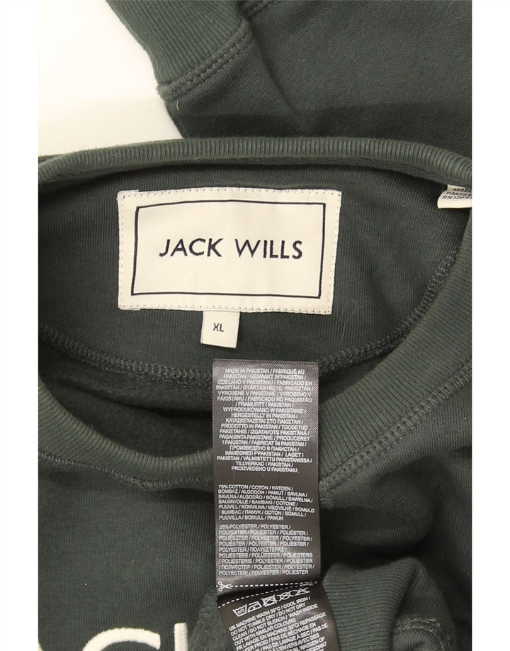 Jack Wills Herre Grafisk Sweatshirt Jumper XL Khaki Bomuld