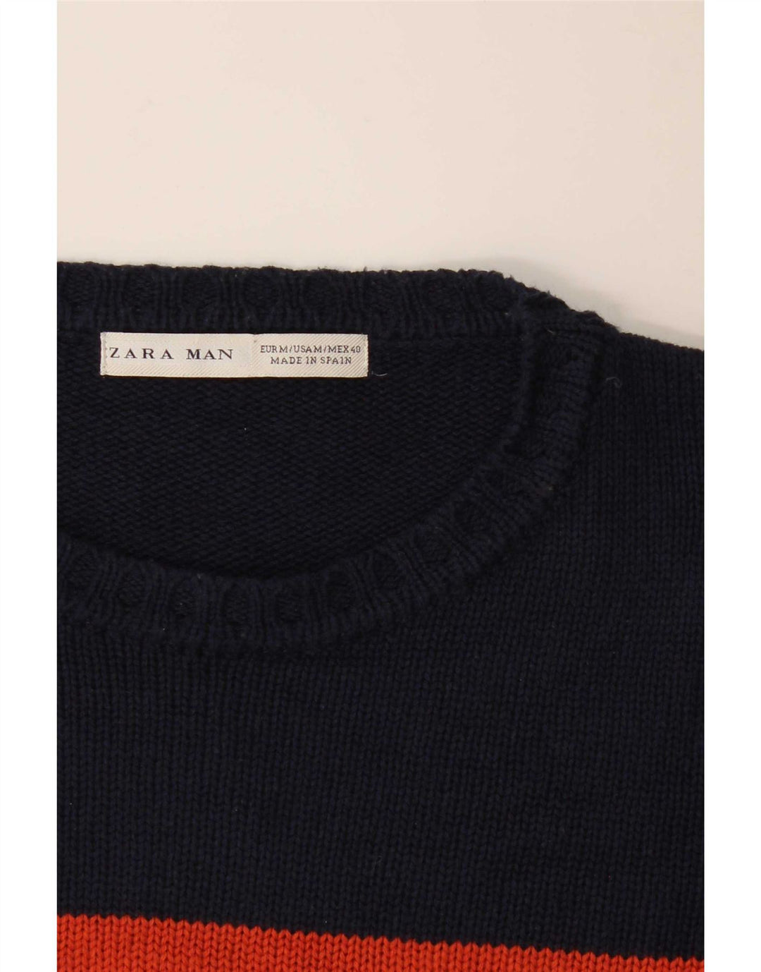 Zara Herre Boat Neck Jumper Sweater Medium Marineblå Stribet