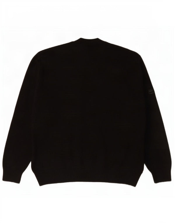 Commander Herre Cardigan Sweater IT 48 Lille sort geometrisk polyakryl